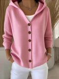 Juno | Damen Strickjacke mit Kapuze und Knöpfen