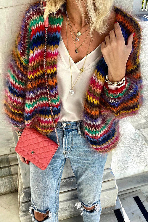 Lavinia | Women's Striped Chunky Knit Cardigan