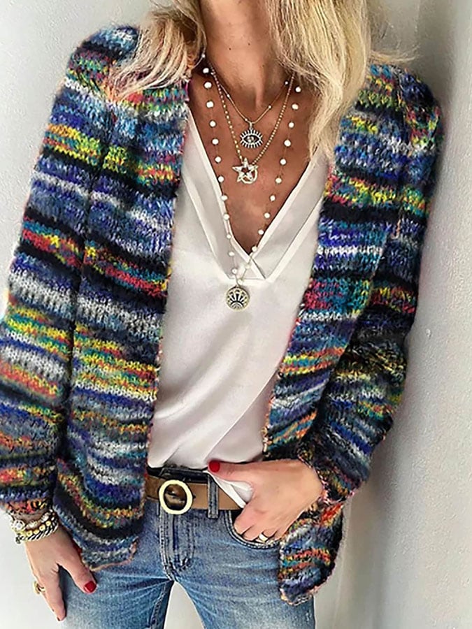 Lavinia | Women's Striped Chunky Knit Cardigan