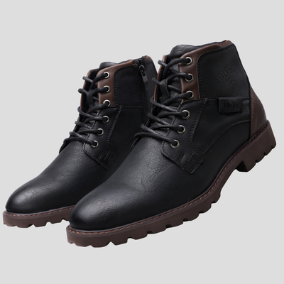 Lawrence | Herren Leder Schnür-Reißverschluss Stiefeletten
