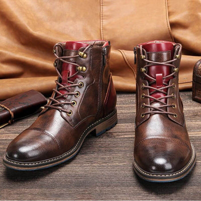 Leopold | Herren Leder Schnürstiefel mit Zehenkappe