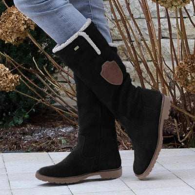 Lila | Kniehohe Wildlederstiefel für Damen mit Sherpa-Besatz