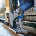 Louisa | Damen-Strickstiefel mit Bündchen bis zur Mitte des Schienenbeins