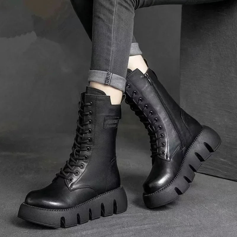 Magnolia | Women's Leather Lace-Up Platform Boots