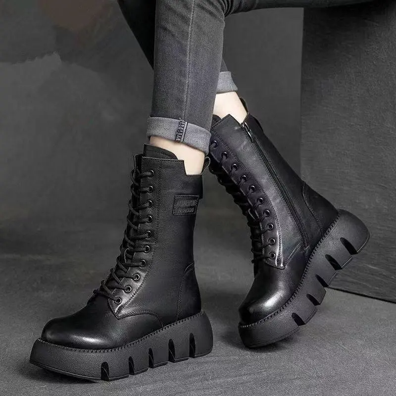 Maisie | Damen-Leder-Schnür-Combat-Boots