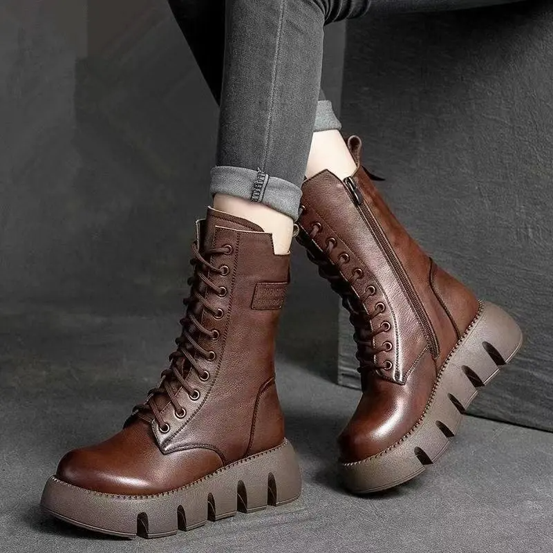 Maisie | Damen-Leder-Schnür-Combat-Boots