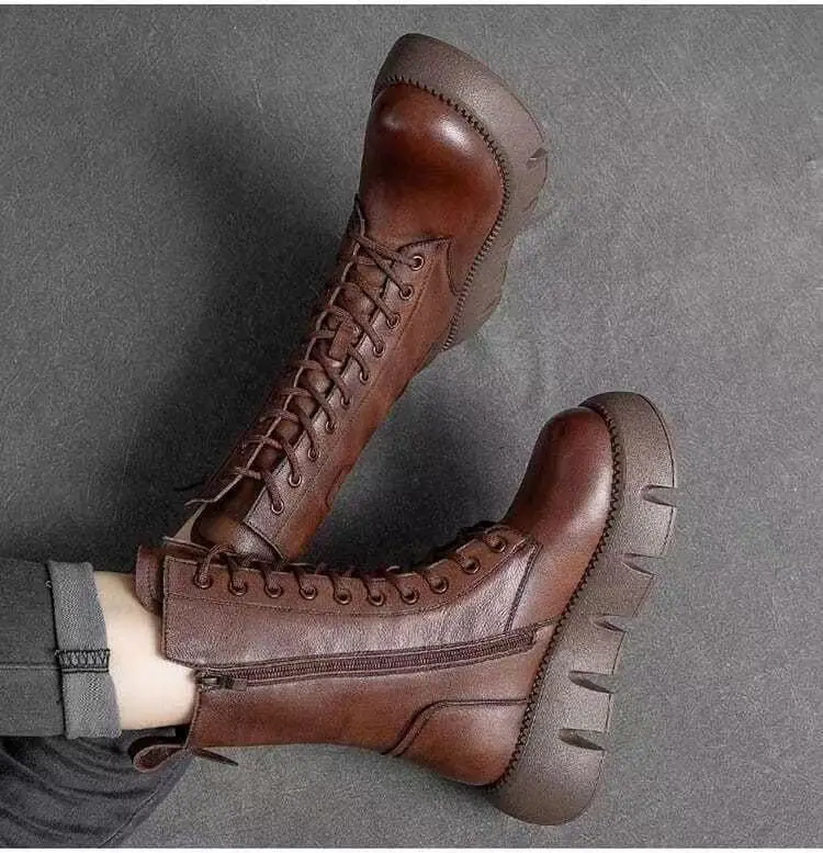 Maisie | Damen-Leder-Schnür-Combat-Boots