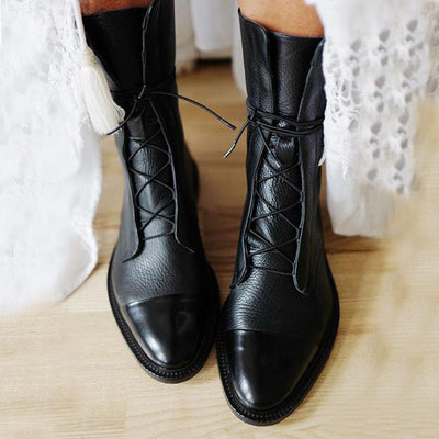 Maren | Damen-Lederstiefeletten mit Schnürung und Zehenkappe