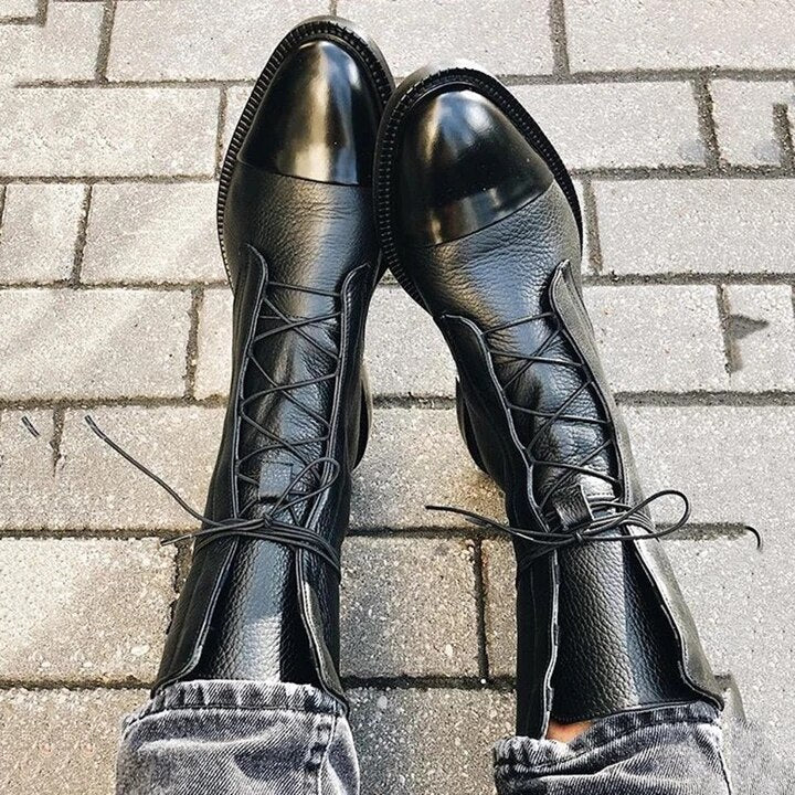 Maren | Damen-Lederstiefeletten mit Schnürung und Zehenkappe
