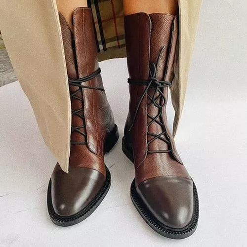 Maren | Damen-Lederstiefeletten mit Schnürung und Zehenkappe