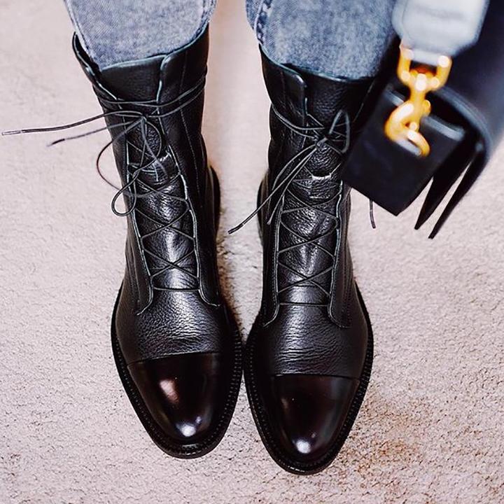 Maren | Damen-Lederstiefeletten mit Schnürung und Zehenkappe