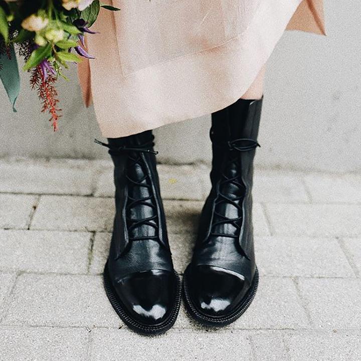 Maren | Damen-Lederstiefeletten mit Schnürung und Zehenkappe