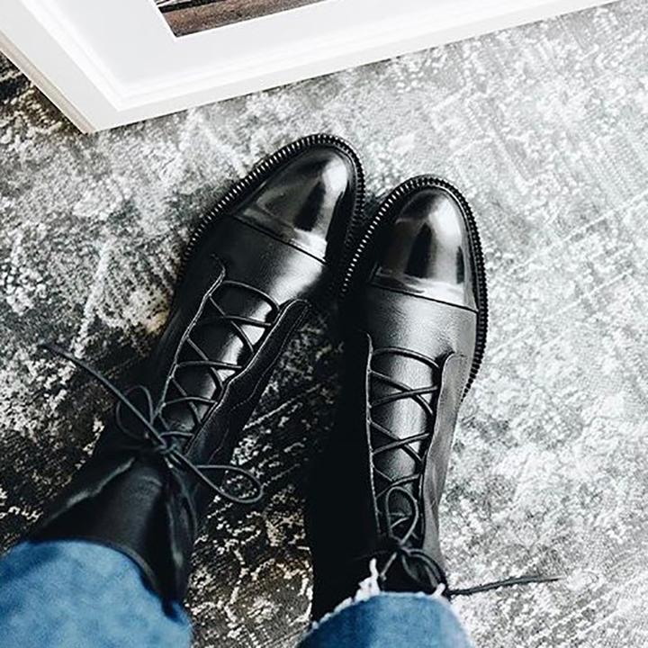 Maren | Damen-Lederstiefeletten mit Schnürung und Zehenkappe
