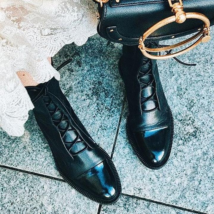 Maren | Damen-Lederstiefeletten mit Schnürung und Zehenkappe