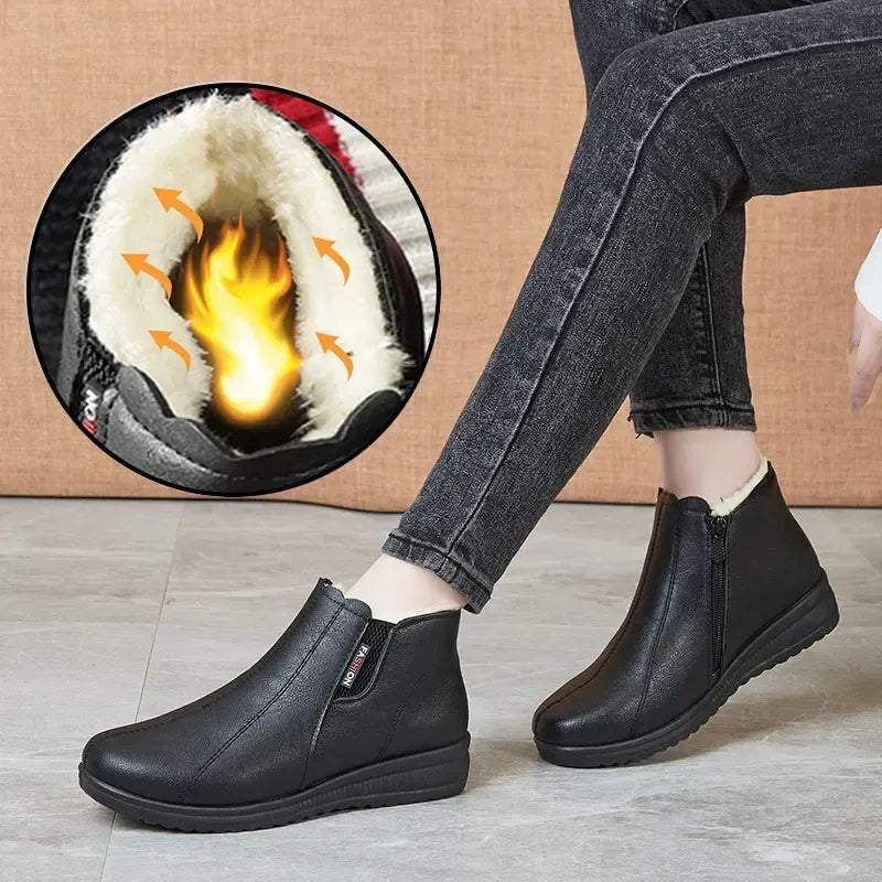 Maribel | Women's Leather Plush Lined Ankle Boots