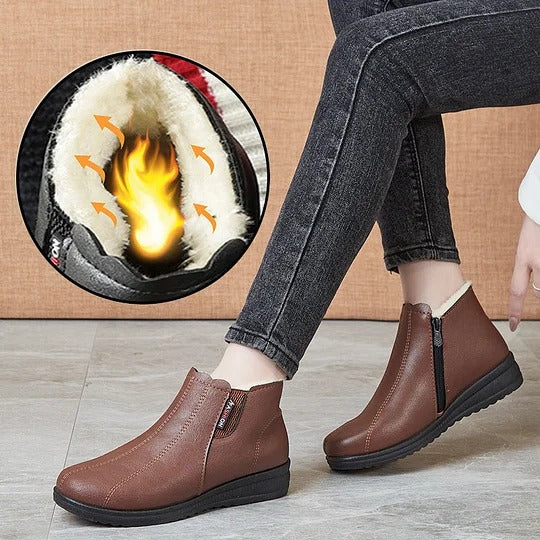 Maribel | Women's Leather Plush Lined Ankle Boots