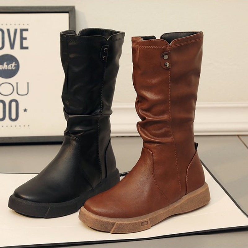 Marlowe | Women's Slouchy Leather Mid Calf Boots