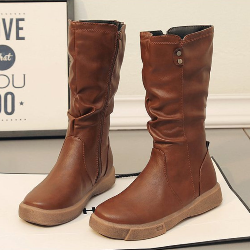 Marlowe | Women's Slouchy Leather Mid Calf Boots