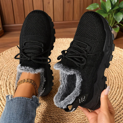 Millicent | Damen-Strick-Sneaker mit Kunstfellfutter