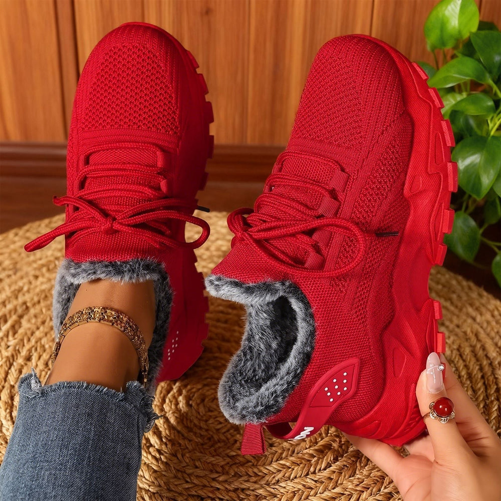 Millicent | Damen-Strick-Sneaker mit Kunstfellfutter