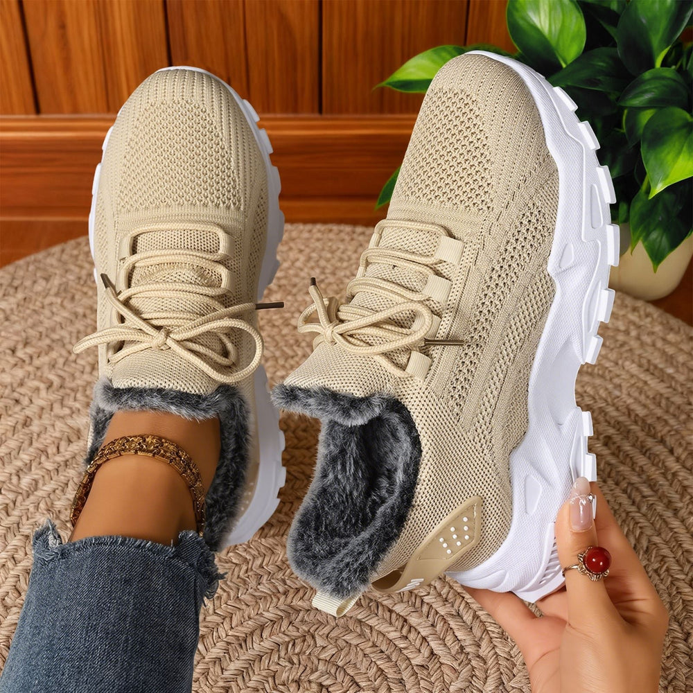 Millicent | Damen-Strick-Sneaker mit Kunstfellfutter
