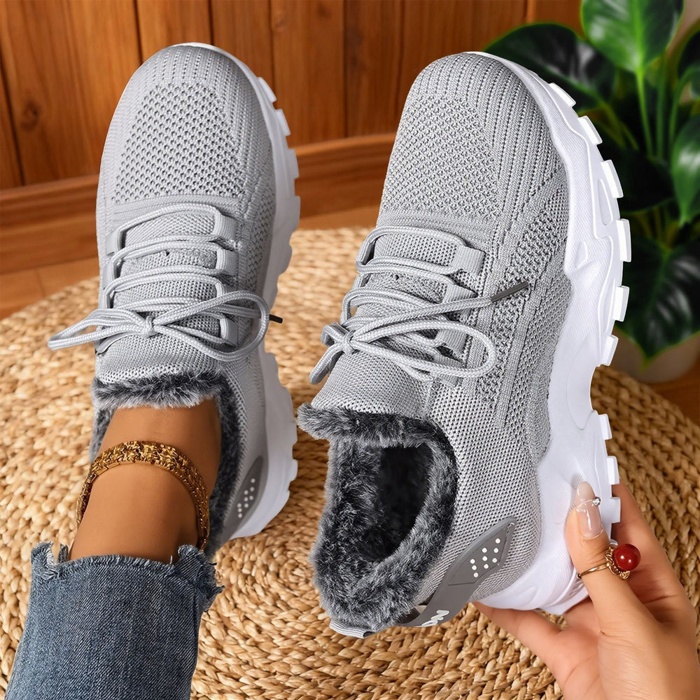 Millicent | Damen-Strick-Sneaker mit Kunstfellfutter