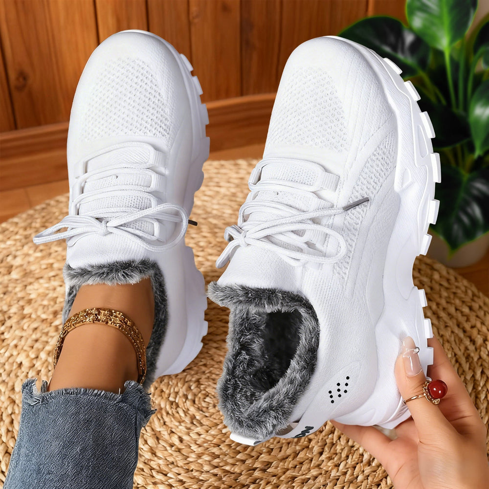 Millicent | Damen-Strick-Sneaker mit Kunstfellfutter
