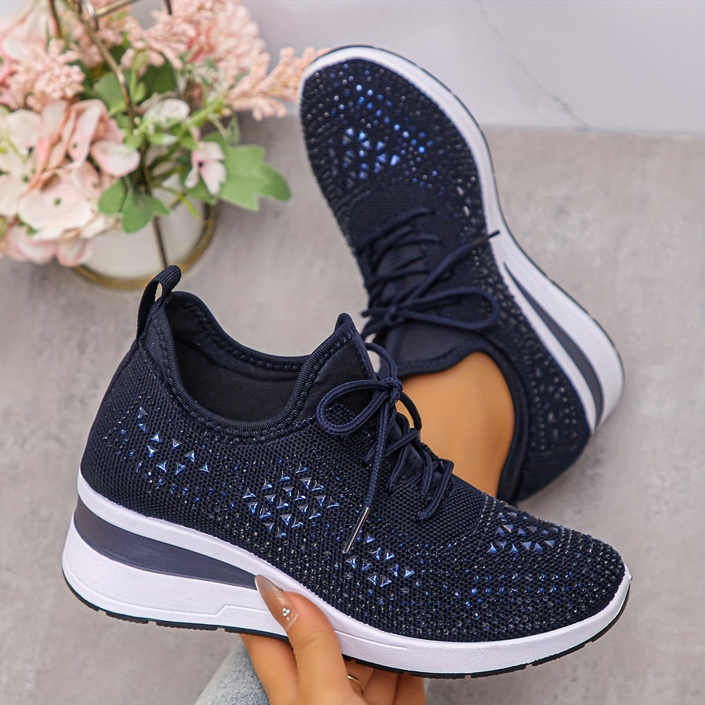 Mirabel | Damen-Keilabsatz-Sneaker aus Strick mit Strass