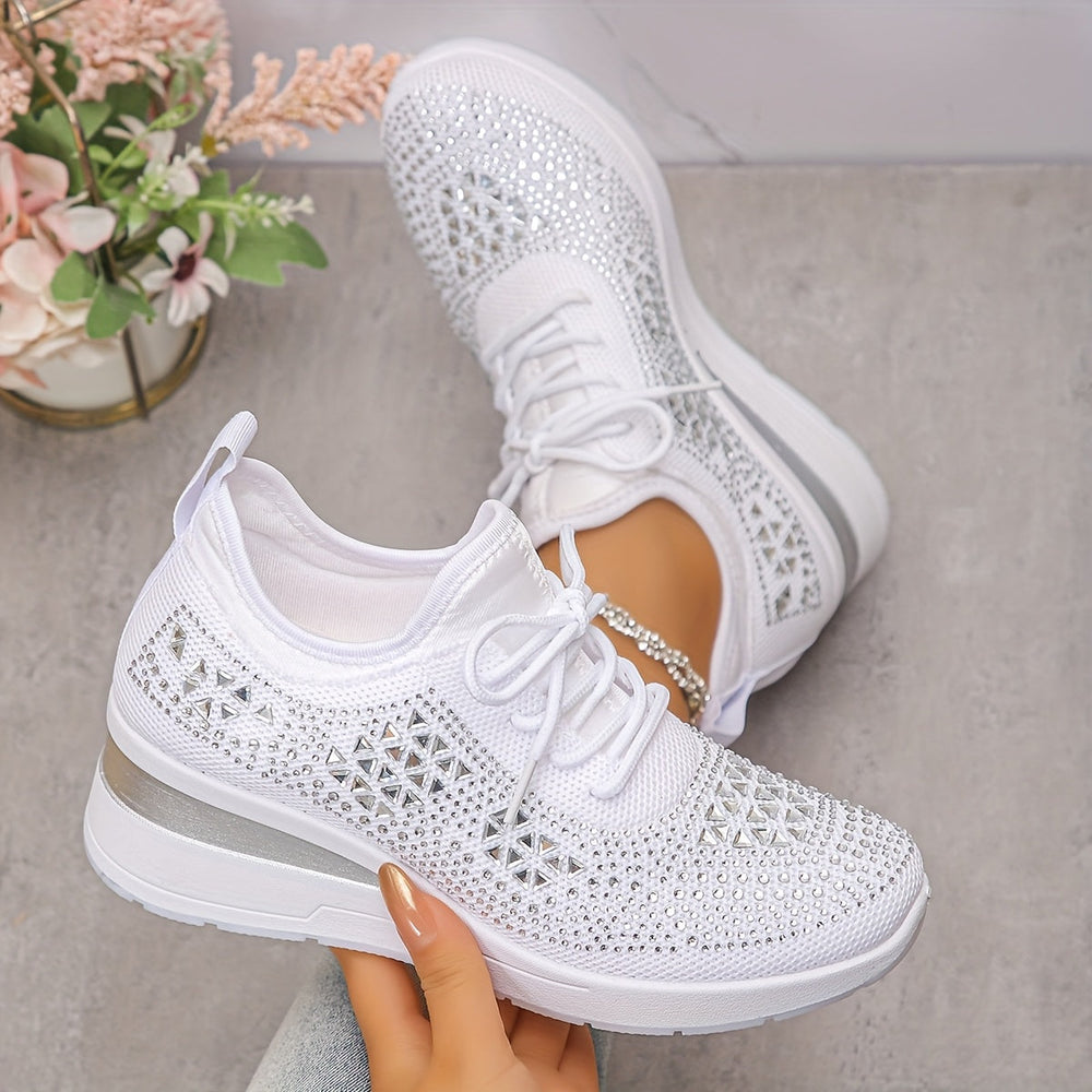 Mirabel | Damen-Keilabsatz-Sneaker aus Strick mit Strass