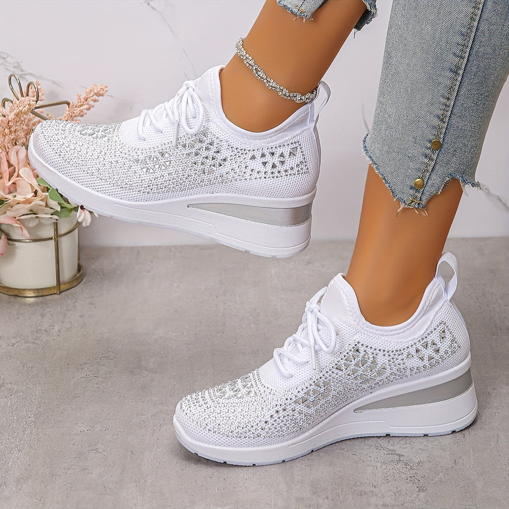 Mirabel | Damen-Keilabsatz-Sneaker aus Strick mit Strass