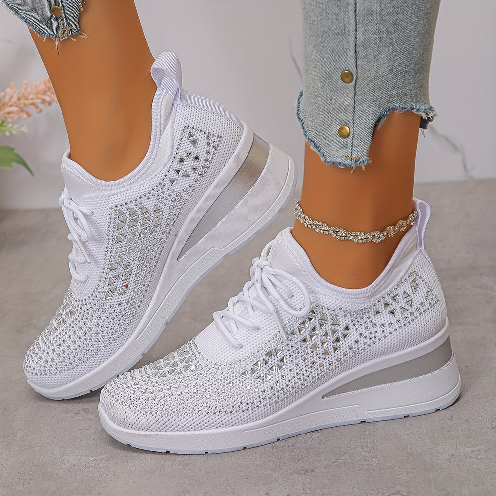 Mirabel | Damen-Keilabsatz-Sneaker aus Strick mit Strass