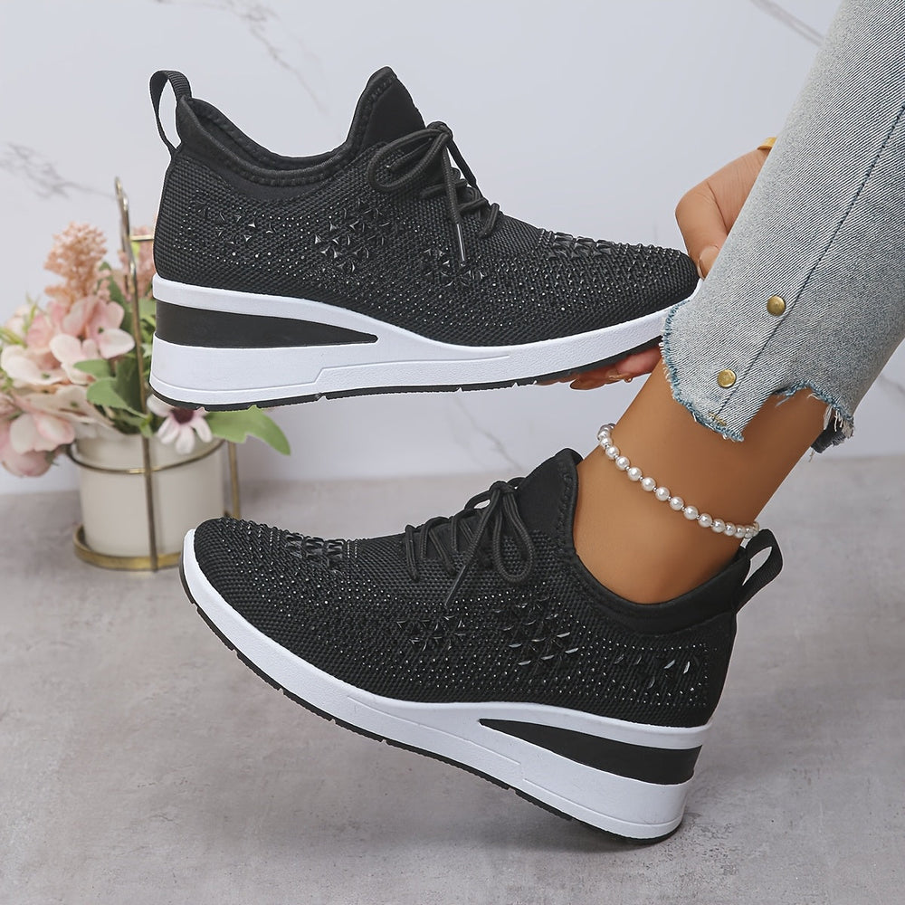 Mirabel | Damen-Keilabsatz-Sneaker aus Strick mit Strass