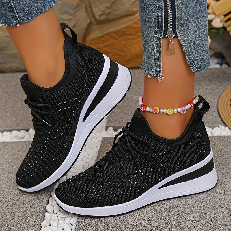 Mirabel | Damen-Keilabsatz-Sneaker aus Strick mit Strass