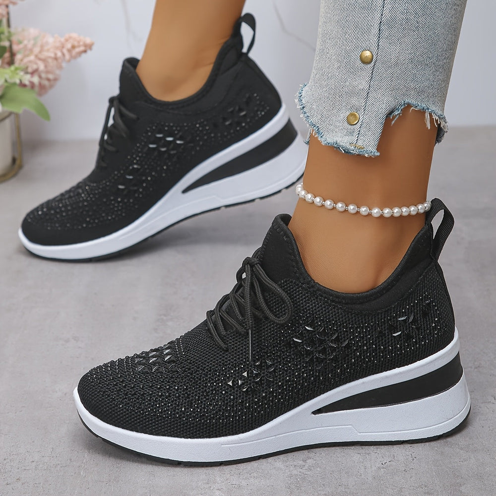 Mirabel | Damen-Keilabsatz-Sneaker aus Strick mit Strass