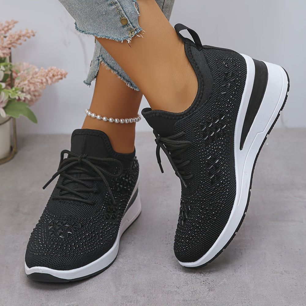 Mirabel | Damen-Keilabsatz-Sneaker aus Strick mit Strass