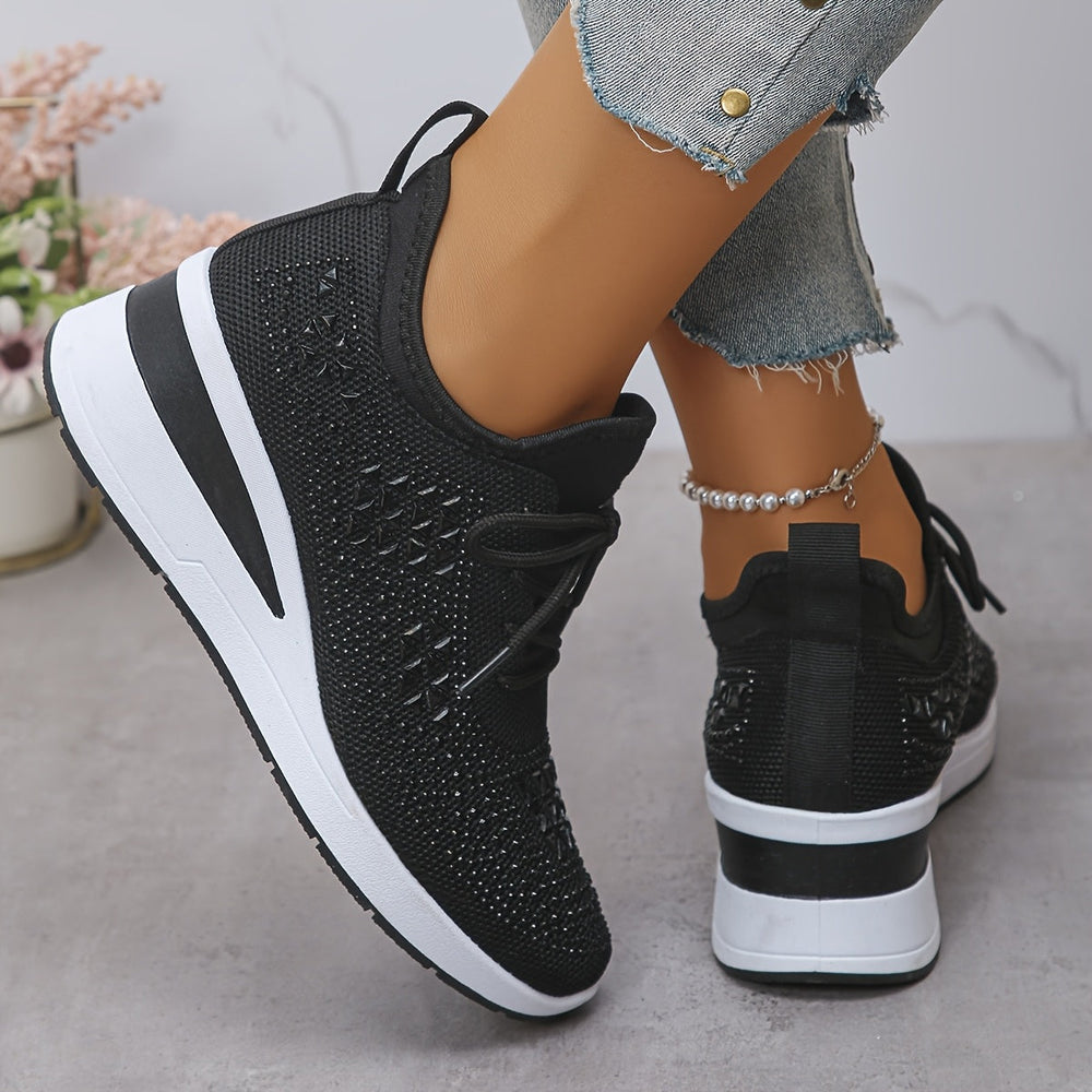 Mirabel | Damen-Keilabsatz-Sneaker aus Strick mit Strass