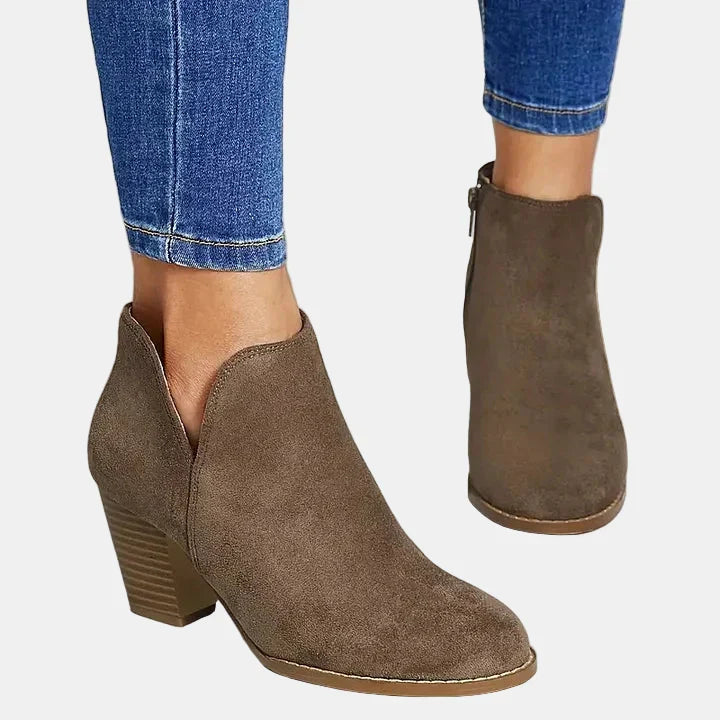 Odile | Damen-Stiefeletten aus Leder mit Blockabsatz