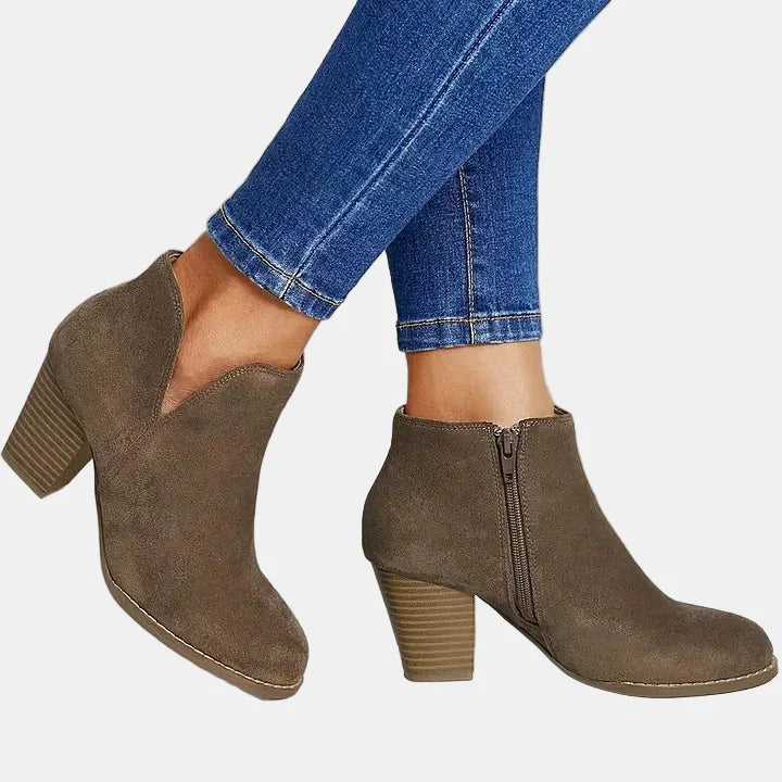 Odile | Damen-Stiefeletten aus Leder mit Blockabsatz