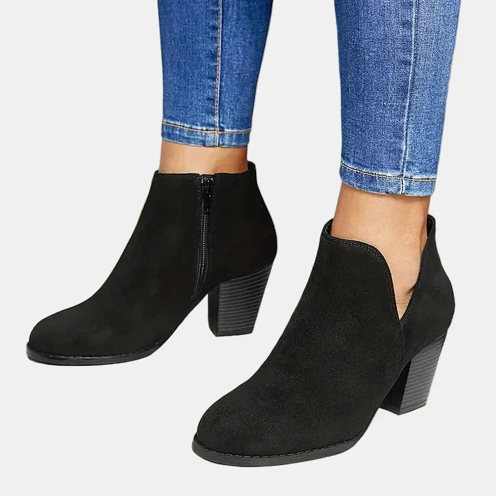 Odile | Damen-Stiefeletten aus Leder mit Blockabsatz