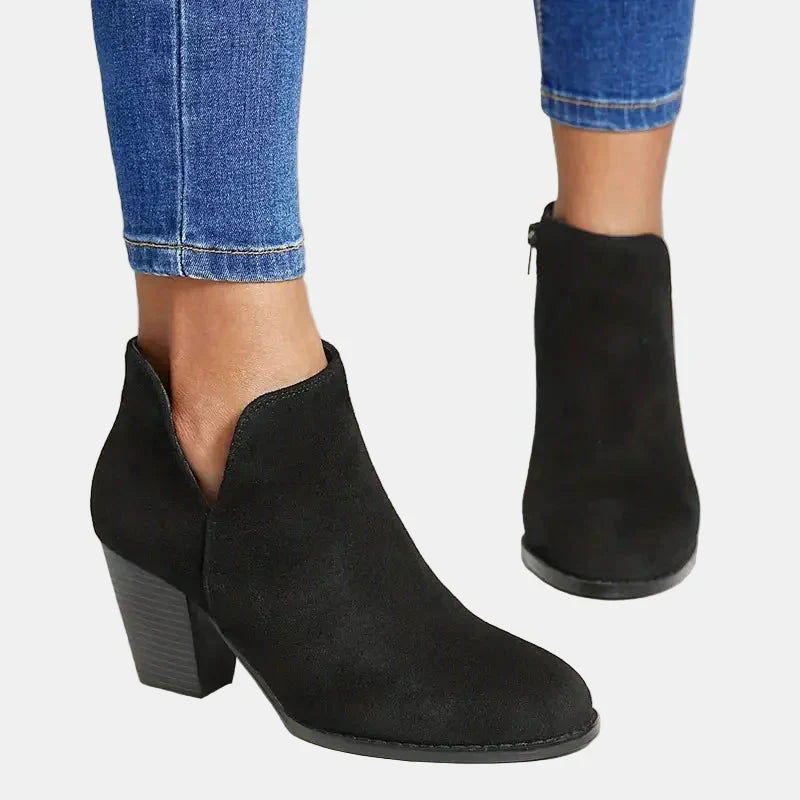 Odile | Damen-Stiefeletten aus Leder mit Blockabsatz