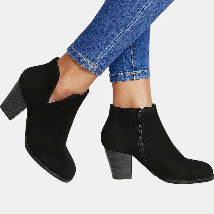 Odile | Damen-Stiefeletten aus Leder mit Blockabsatz