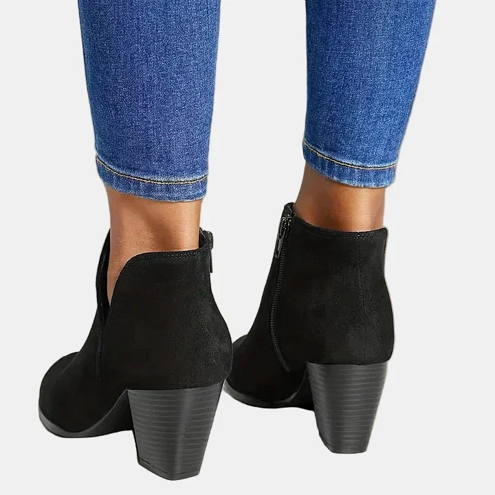 Odile | Damen-Stiefeletten aus Leder mit Blockabsatz