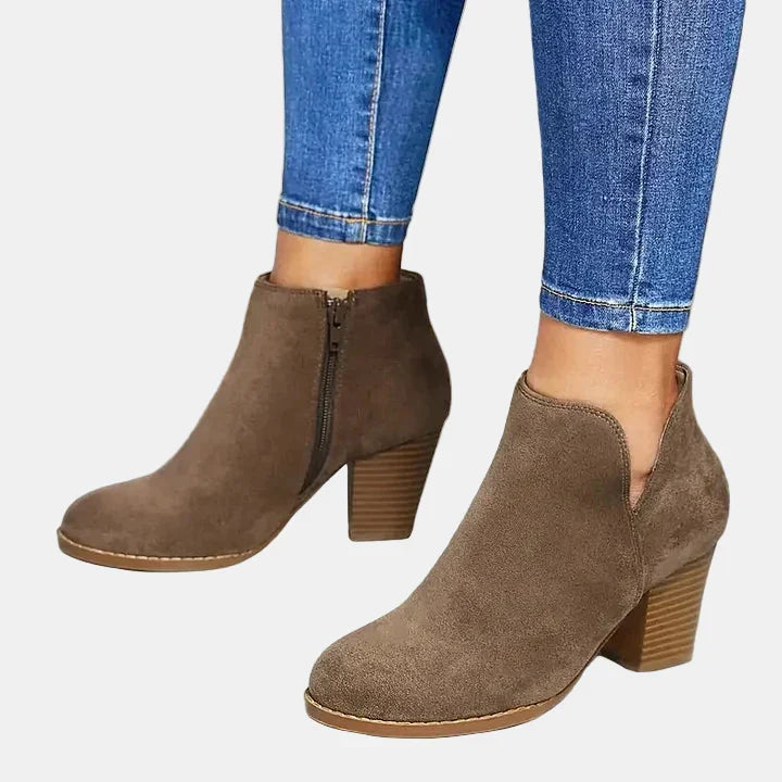 Odile | Damen-Stiefeletten aus Leder mit Blockabsatz