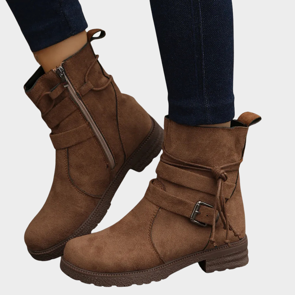 Ophelia | Women's Leather Buckle Strap Ankle Boots