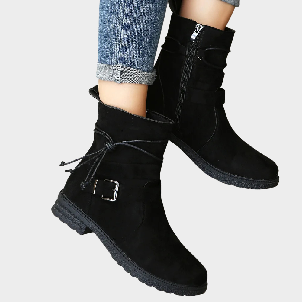 Ophelia | Women's Leather Buckle Strap Ankle Boots