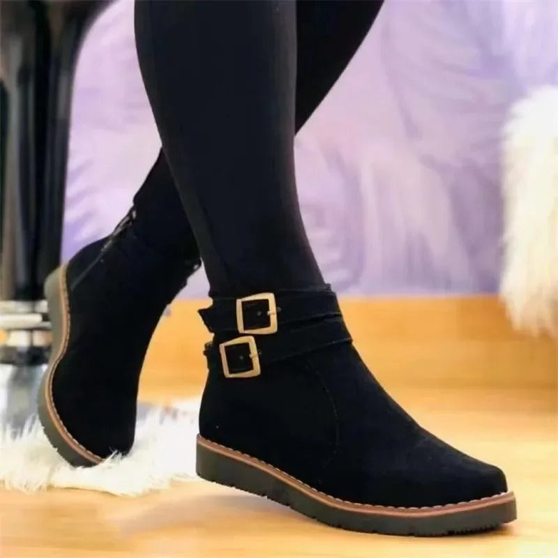 Orla | Damen-Schnürstiefeletten aus Leder mit Doppelschnalle