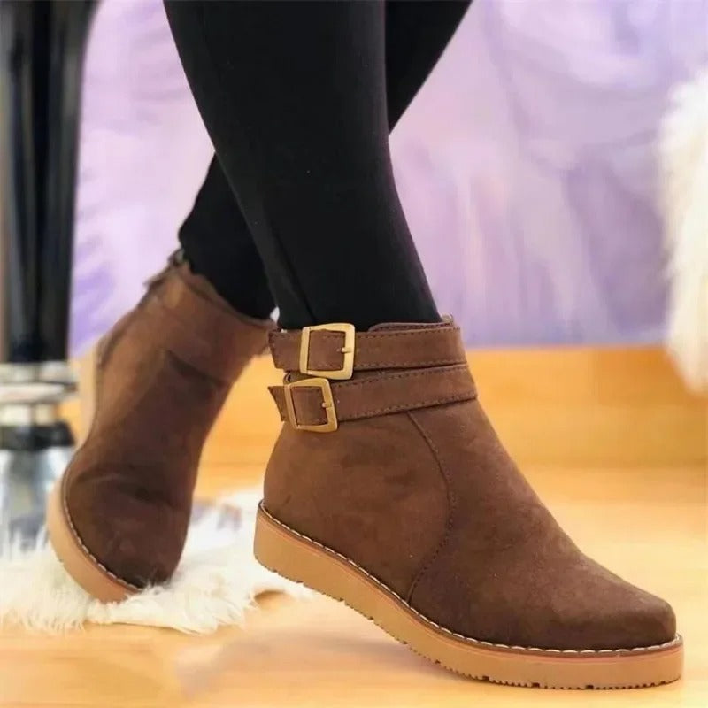 Orla | Damen-Schnürstiefeletten aus Leder mit Doppelschnalle