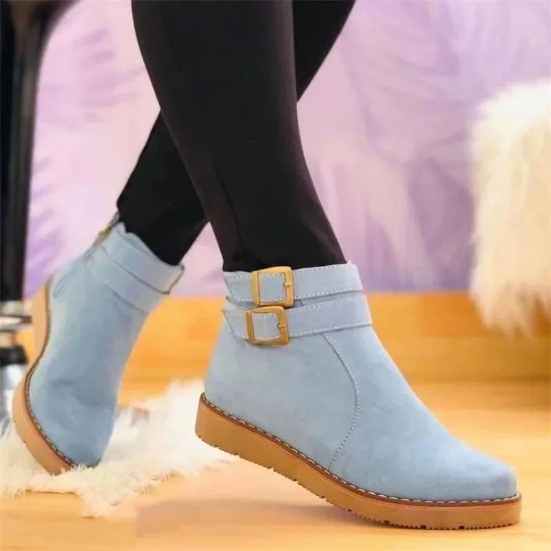 Orla | Damen-Schnürstiefeletten aus Leder mit Doppelschnalle