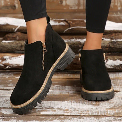 Pearl | Damen-Stiefeletten aus Veloursleder mit Profilsohle