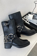 Petra | Women's Leather Harness Buckle Moto Boots
